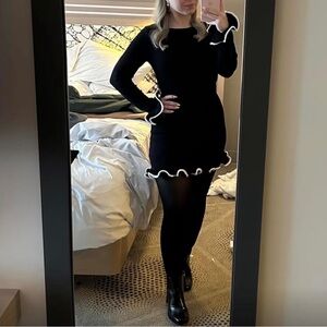 Black mini Dress with White Trim NWOT